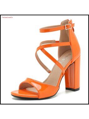 Women's Strappy Sandals Chunky Block High Heel Ankle Buckle Zip Dress Party